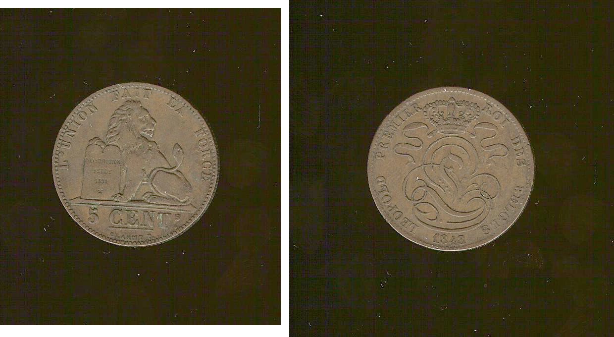 Belgium 5 centimes 1848 gVF